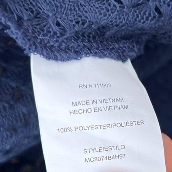 lily white Sweater Knit Mesh Cocoon Cardigan Midnight Blue Women’s Sz M - Picture 5 of 8